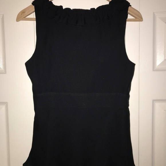WHBM Black Sleeveless Blouse with Tie Front - Picture 5 of 6